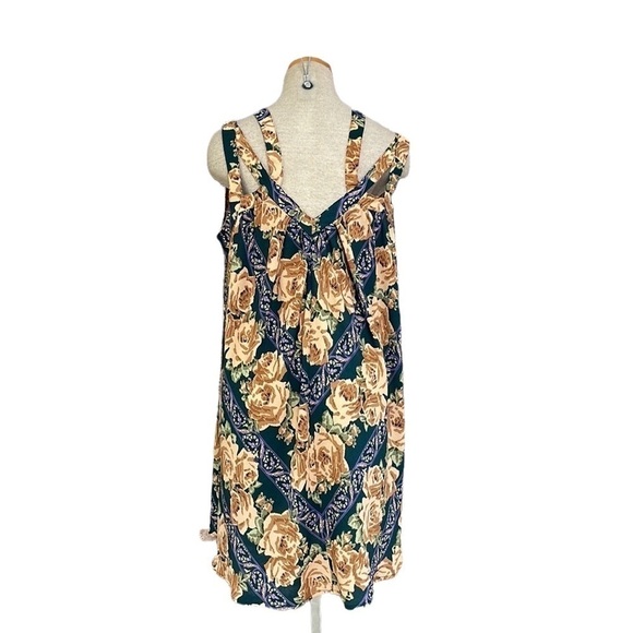 Umgee Dress Floral Cold Shoulder Green Brown Tan Size Small - Picture 2 of 15
